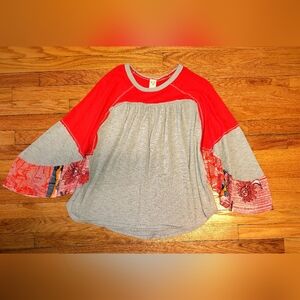 We The Free Red Top with Light Gray Trim